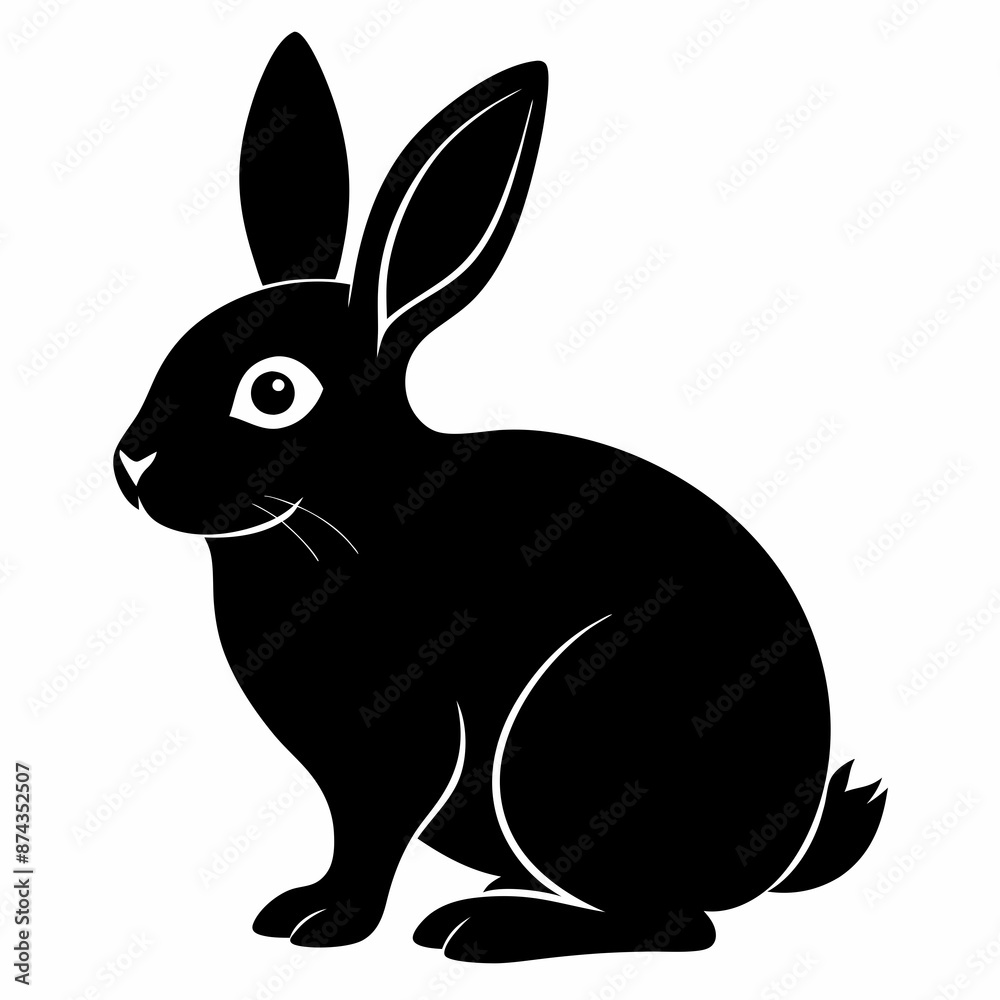 Obraz premium Rabbit vector illustration, bunny isolated on white, rabbit silhouette, bunny vector art