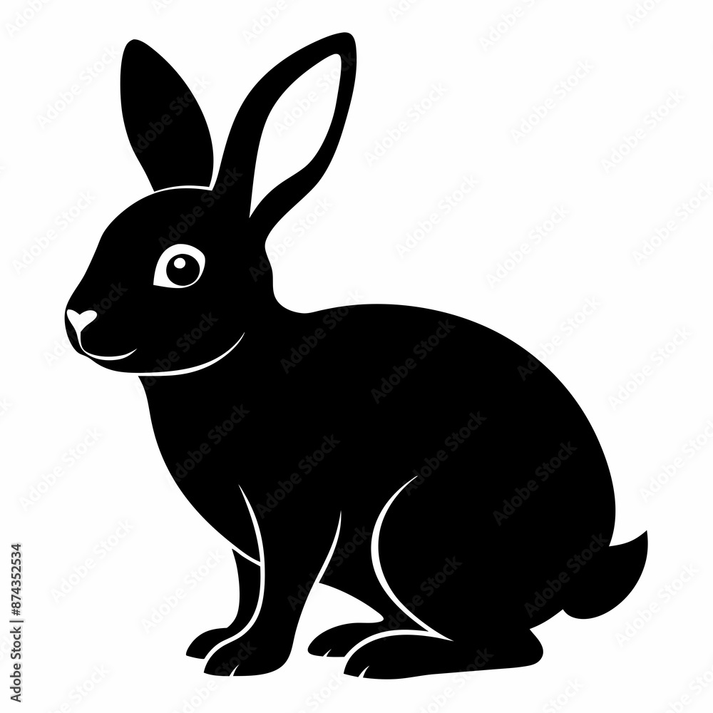 Rabbit vector illustration, bunny isolated on white, rabbit silhouette, bunny vector art Rabbit vector illustration, bunny isolated on white, rabbit silhouette, bunny vector art