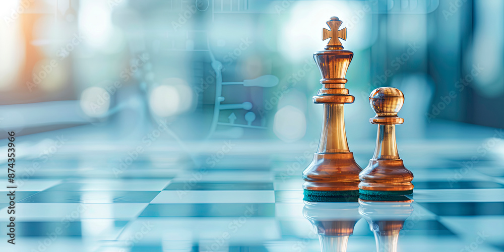 Glass chess pieces on a chessboard with a molecular structure background, representing strategic thinking in scientific research. Ideal for education, science, and technology sectors. Glass chess pieces on a chessboard with a molecular structure background, representing strategic thinking in scientific research. Ideal for education, science, and technology sectors.