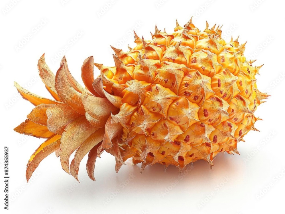 A whole ripe pineapple isolated on a white background. A whole ripe pineapple isolated on a white background.