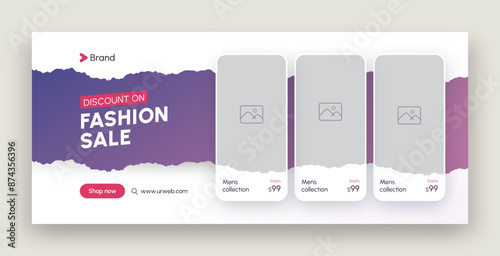 Discount fashion sale facebook cover or web banner design template