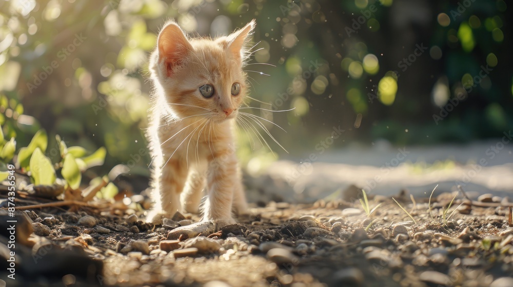Charming Little Kitten on the Ground with Aesthetic Appeal Charming Little Kitten on the Ground with Aesthetic Appeal