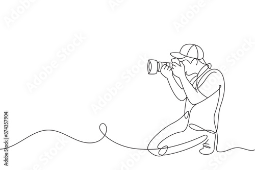  Photograper line art shooting style with transparent background