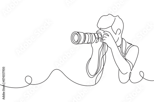  Photograper line art shooting style with transparent background