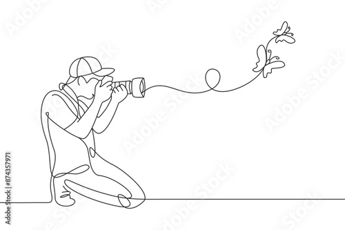  Photograper line art shooting style with transparent background