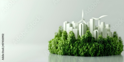 Fototapeta Naklejka Na Ścianę i Meble -  Image of a green eco city with renewable energy and carbon neutrality. Concept Eco-Friendly City, Renewable Energy, Carbon Neutrality, Sustainable Living, Green Infrastructure