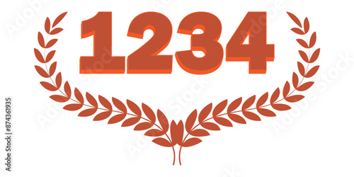 Winner places 1 2 3 4 icon. Orange Laurel Wreath. Award for winners. Winner trophy award. Vector illustration. eps 10