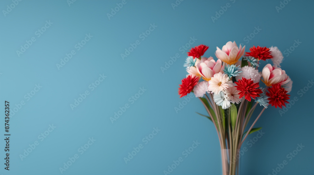 red, white, and blue flowers against a dark blue background red, white, and blue flowers against a dark blue background