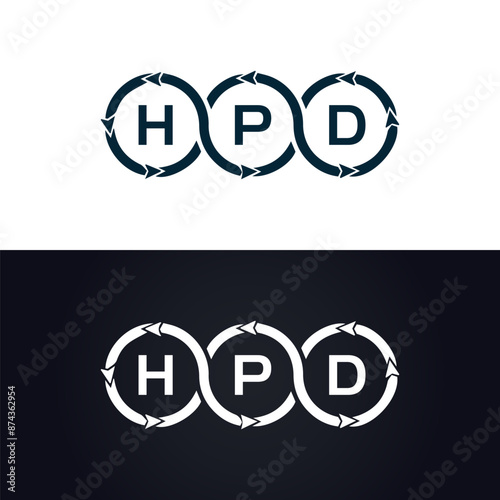 HPD logo. H P D design. White HPD letter. HPD, H P D letter logo design. H P D letter logo design in GOLD, GOLDEN LOGO, THREE, style. letter logo set in one artboard. H P D letter logo vector design.	 photo