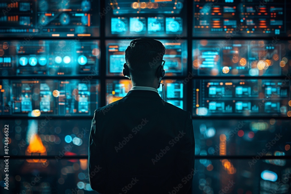 Witness the Cyber Security Guardian immersed in a digital environment, overseeing online data protection for a global business network server. With a focus on safeguarding cyber information Witness the Cyber Security Guardian immersed in a digital environment, overseeing online data protection for a global business network server. With a focus on safeguarding cyber information