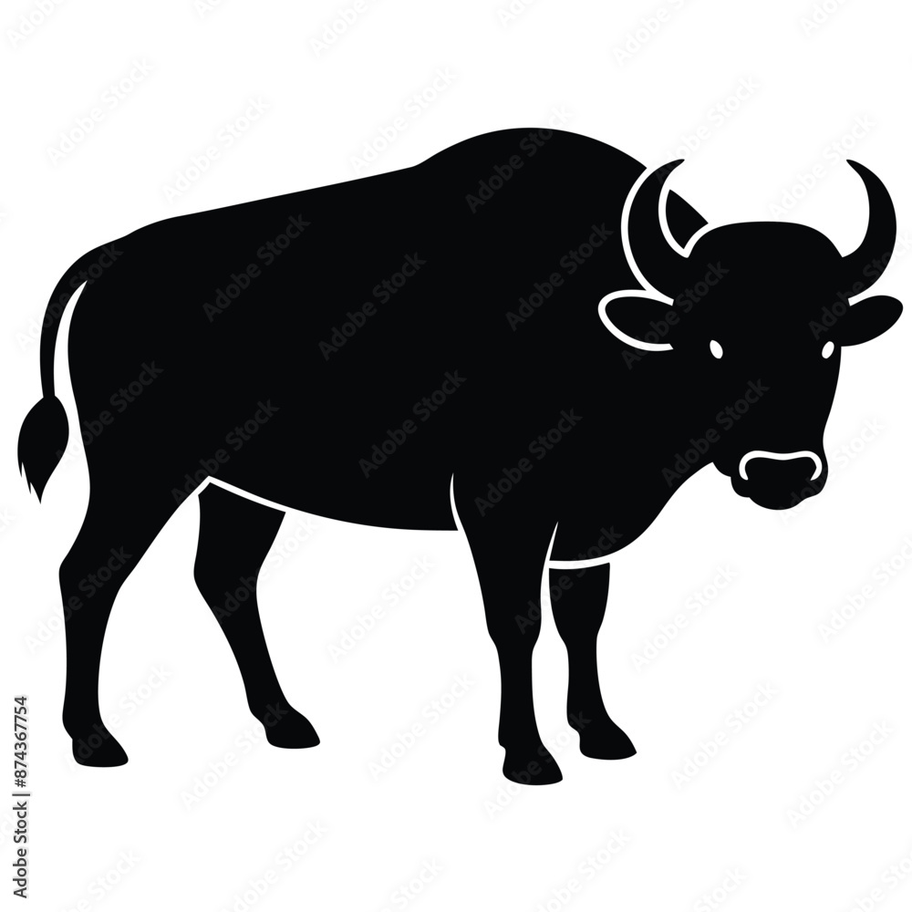 a minimal and simple forest big horn buffalo silhouette on an isolated white background a minimal and simple forest big horn buffalo silhouette on an isolated white background
