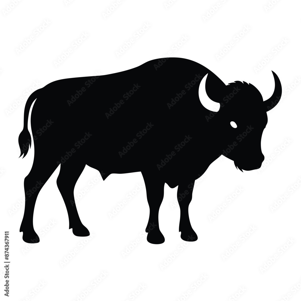 a minimal and simple forest big horn buffalo silhouette on an isolated white background a minimal and simple forest big horn buffalo silhouette on an isolated white background