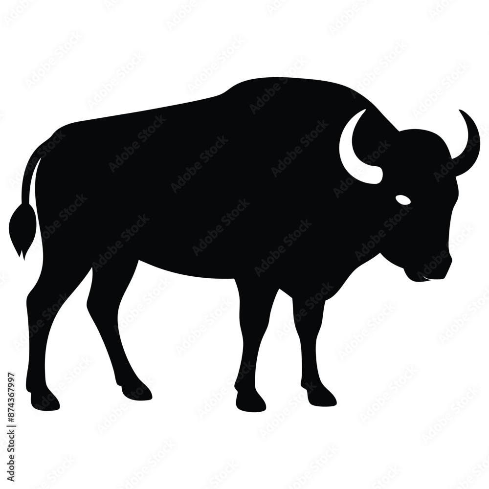 a minimal and simple forest big horn buffalo silhouette on an isolated white background a minimal and simple forest big horn buffalo silhouette on an isolated white background