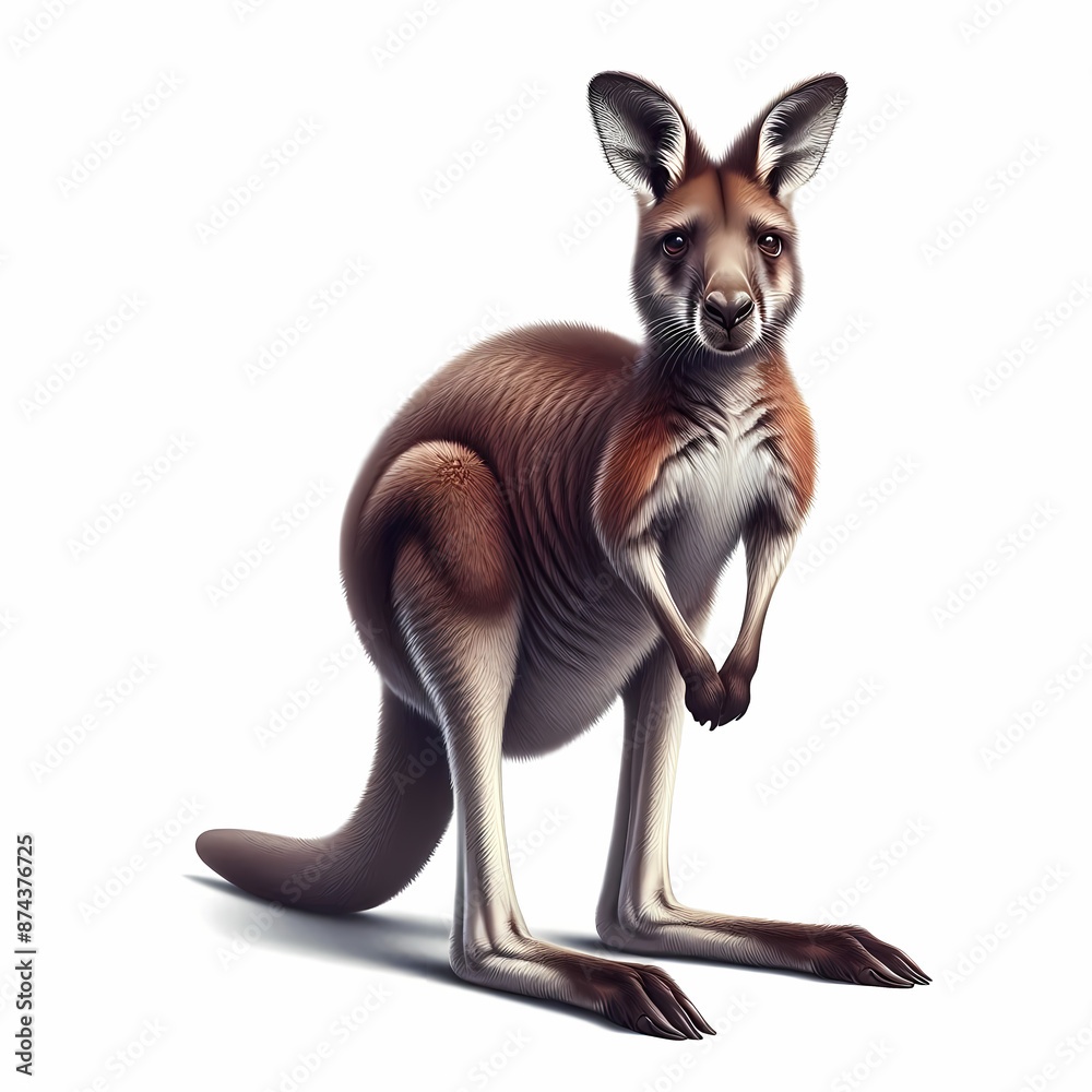 Fototapeta premium photograph full body kangaroo isolated solid white background illustrations