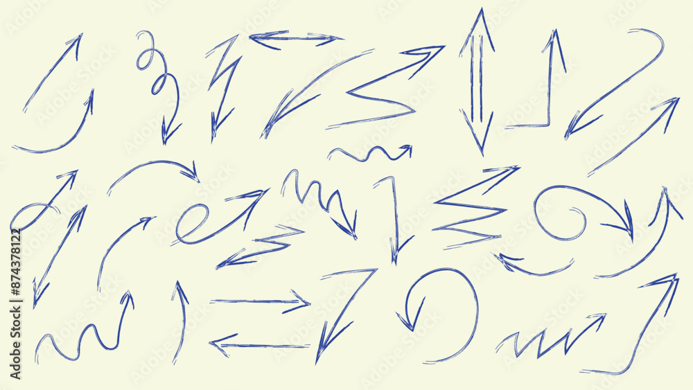 Arrow vector hand drawn sketch icon set. Doodle sketch hand drawn direction element set. Pencil doodle flat line design cartoon elements. Scribble swirl arrow sign. Vector illustration Arrow vector hand drawn sketch icon set. Doodle sketch hand drawn direction element set. Pencil doodle flat line design cartoon elements. Scribble swirl arrow sign. Vector illustration