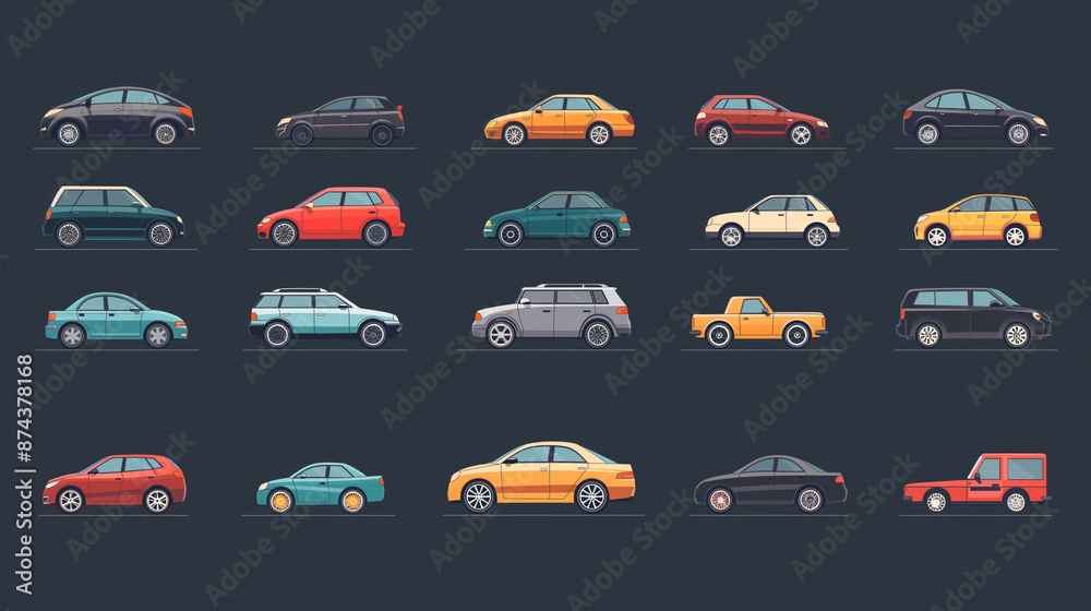 set of car icons set of car icons