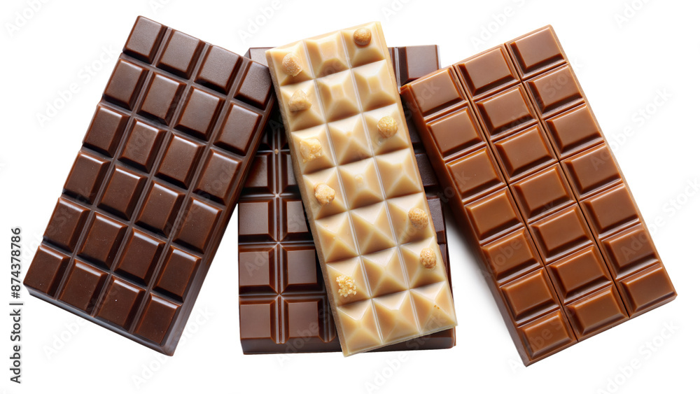 Fototapeta premium A row of chocolate bars with different shapes and sizes