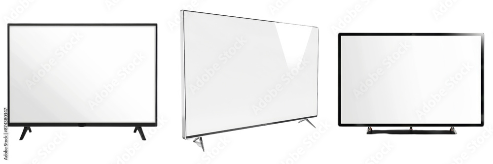 Three Modern Televisions Isolated On White Background, Png File Three Modern Televisions Isolated On White Background, Png File