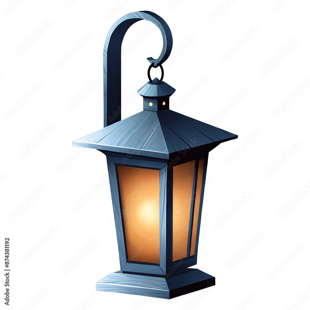 A rustic lantern made of wood and metal complete with a swinging door and a hook for hanging on a tree branch.. A rustic lantern made of wood and metal complete with a swinging door and a hook for hanging on a tree branch..