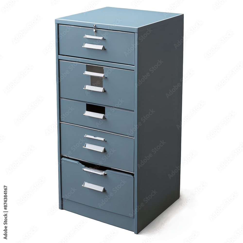 A fixture with multiple vertical drawers usually used in workplaces for filing and storing papers.. A fixture with multiple vertical drawers usually used in workplaces for filing and storing papers..
