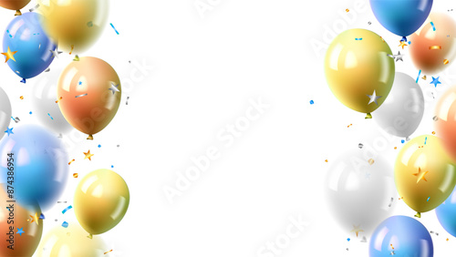 festival frame banner and poster design with realistic helium balloon