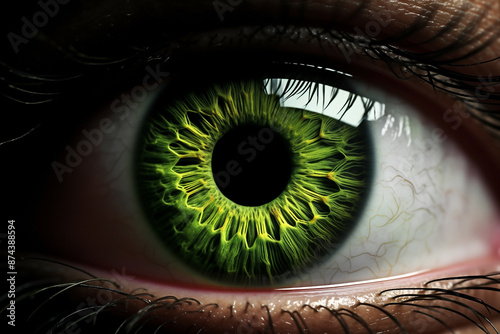  green iris of eye of human close-up
