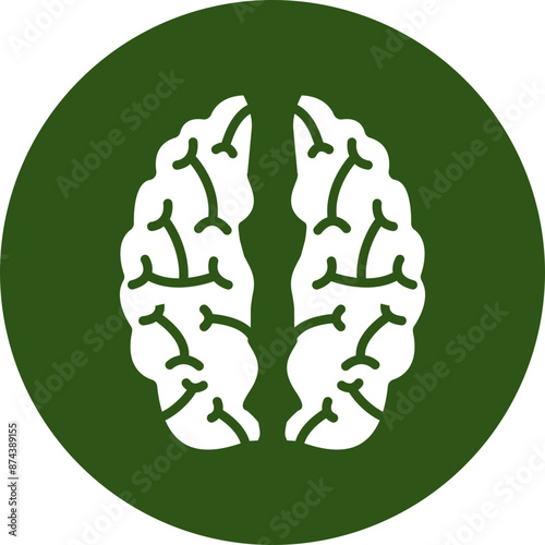 Brain Glyph Green Circle Icon