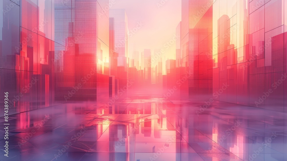 Urban Gradients Abstract City: A 3D illustration depicting gradients in an abstract urban cityscape Urban Gradients Abstract City: A 3D illustration depicting gradients in an abstract urban cityscape