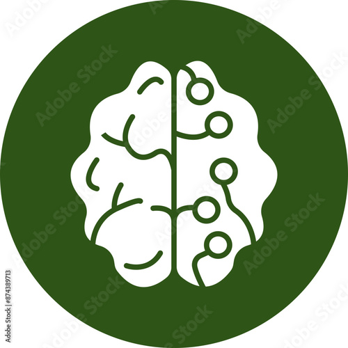 Neural Engineering Glyph Green Circle Icon