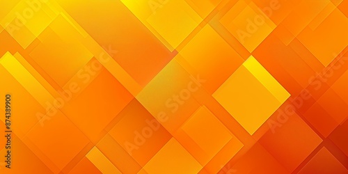 An abstract background featuring overlapping orange and yellow geometric shapes with a gradient effect. The design includes various translucent rectangular and square elements creating a layered