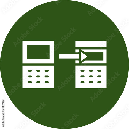 Data Transformation Glyph Green Circle Icon photo