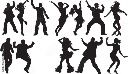  People dancing silhouette set