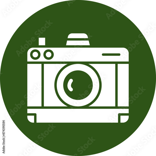 Camera Glyph Green Circle Icon