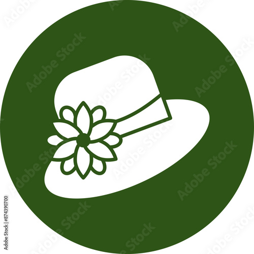 Hat Glyph Green Circle Icon