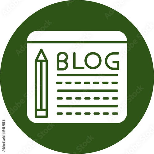 Blogging Glyph Green Circle Icon