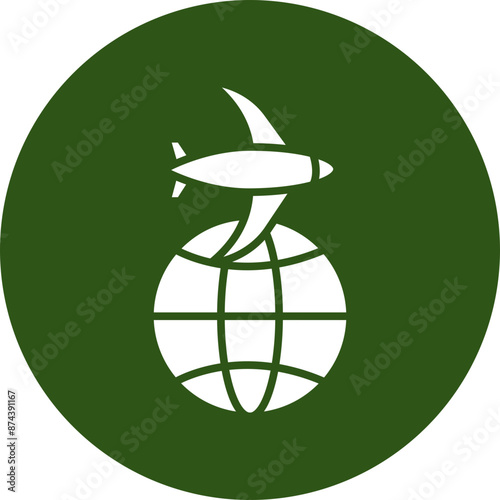 Global Shipping Glyph Green Circle Icon