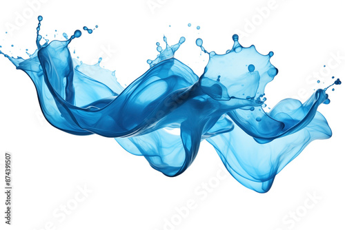 splashes of blue liquid isolated on white background