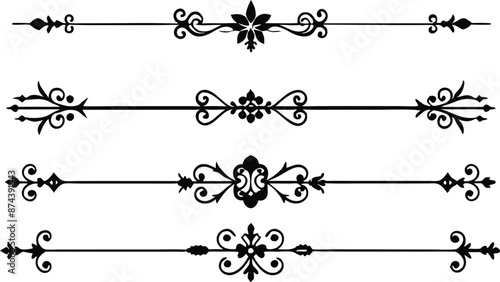 Wallpaper Mural set of decorative divider elements illustration black and white Torontodigital.ca