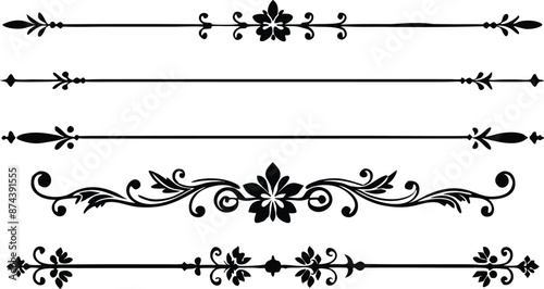 Wallpaper Mural set of decorative divider elements illustration black and white Torontodigital.ca