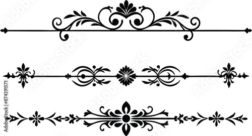 Wallpaper Mural set of decorative divider elements illustration black and white Torontodigital.ca