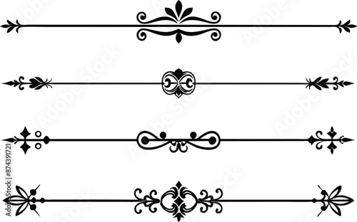 Wallpaper Mural set of decorative divider elements illustration black and white Torontodigital.ca
