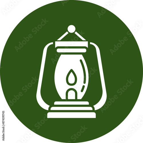 Lantern Glyph Green Circle Icon