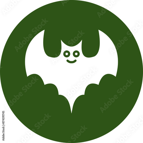Bat Glyph Green Circle Icon
