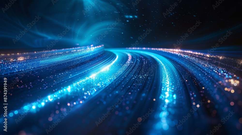 Digital Landscape with Glowing Lines and Light Streaks Generative AI Digital Landscape with Glowing Lines and Light Streaks Generative AI
