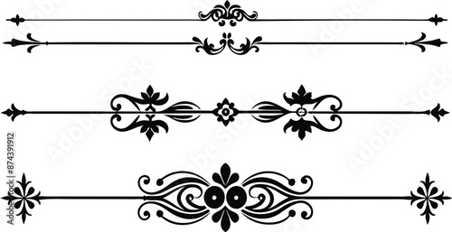 Wallpaper Mural set of decorative divider elements illustration black and white Torontodigital.ca