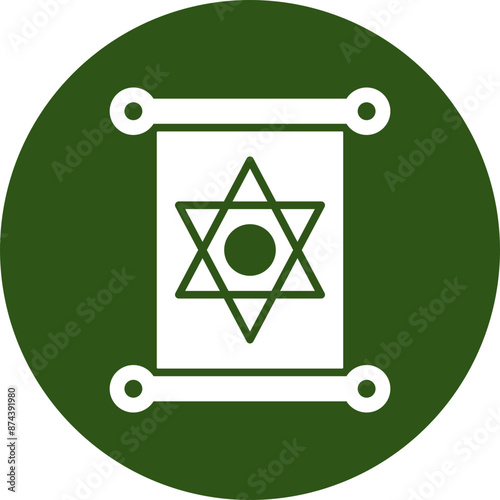 Jewish Glyph Green Circle Icon