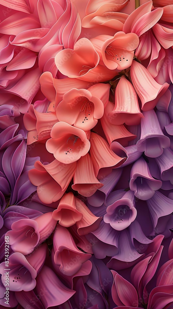 Vibrant Foxgloves Detailed Digital Illustration Vibrant Foxgloves Detailed Digital Illustration