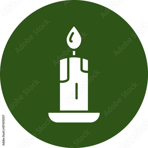 Candle Glyph Green Circle Icon