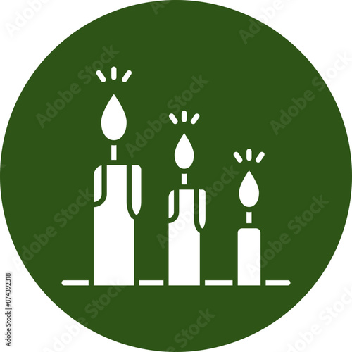 Candle Glyph Green Circle Icon