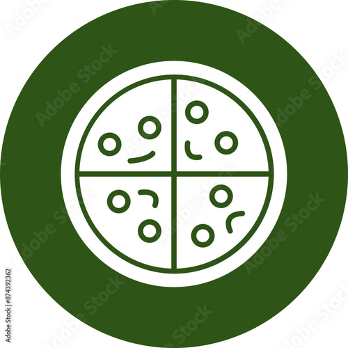 Pizza Glyph Green Circle Icon